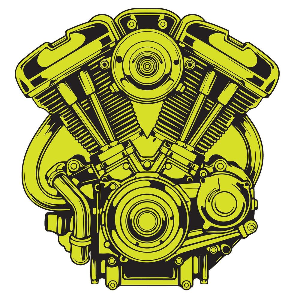 Modern Motorcycle and Car Engine Art Illustration A Technically Precise Vectors for Design Professionals