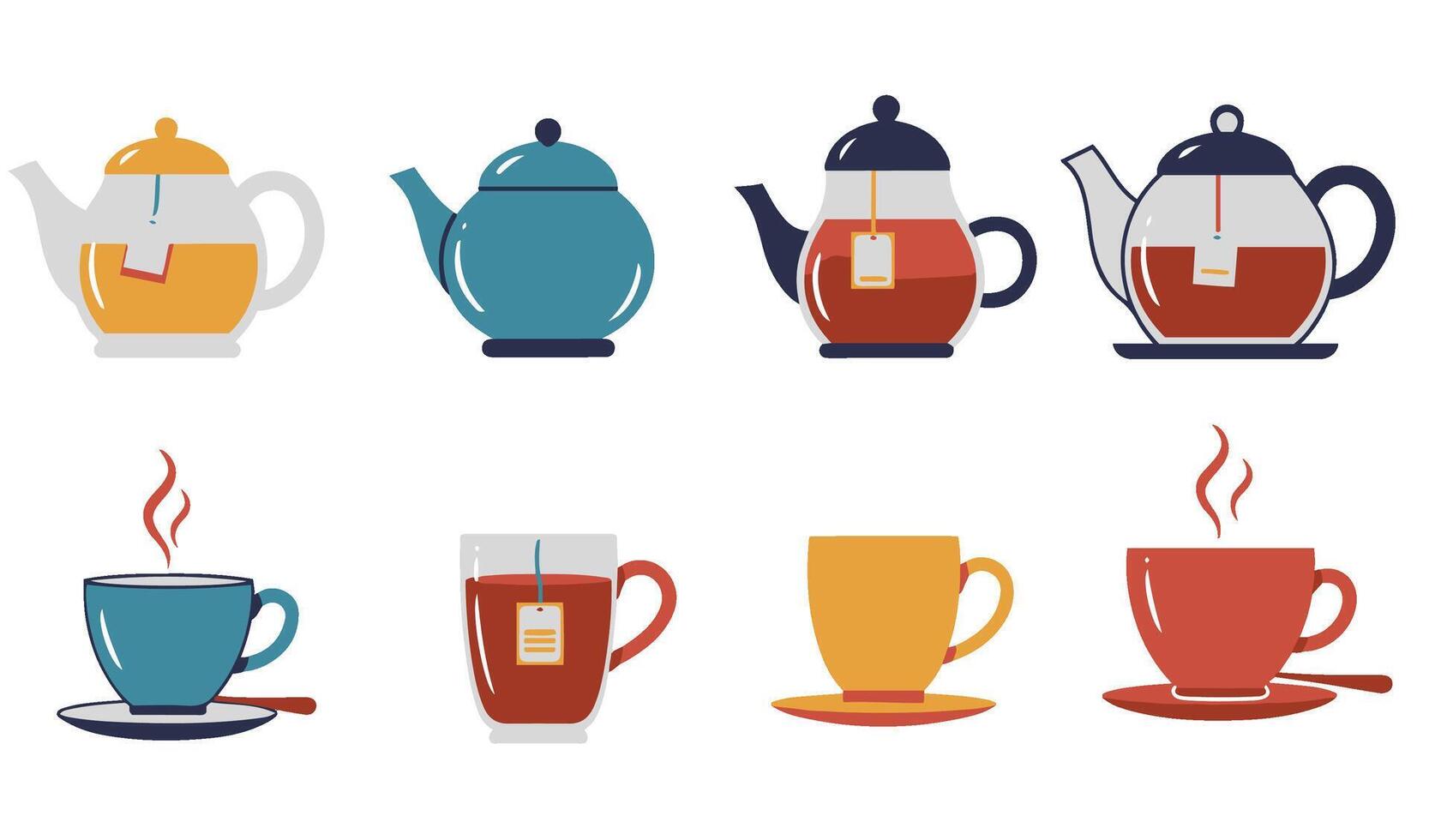 Charming Tea Tea Cup Set Illustrations Ideal for Crafting Beverage Packaging or Digital Artwork vector