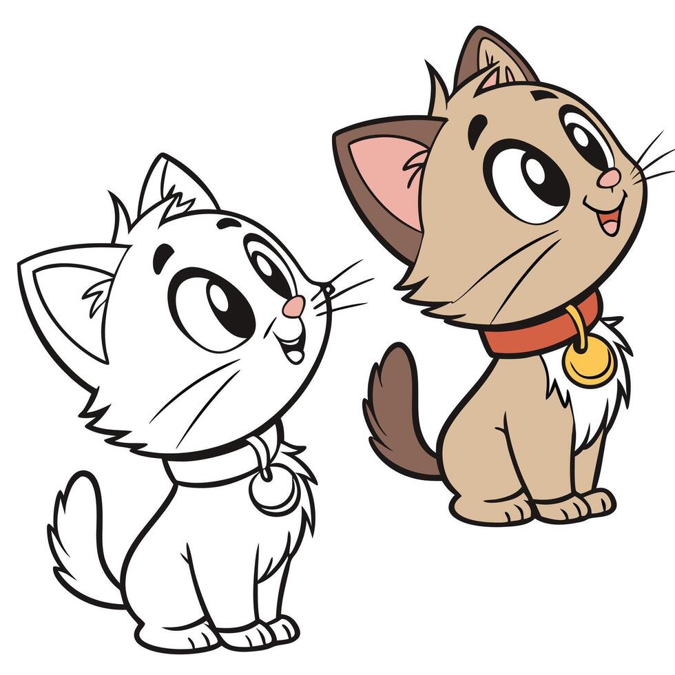 Whimsical neon art chibi, Greeneyed cat clipart with a mischievous expression vector