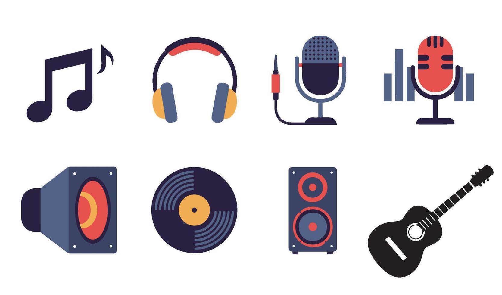 Music Icon Set Illustration offering professional headphone designs for creative projects vector