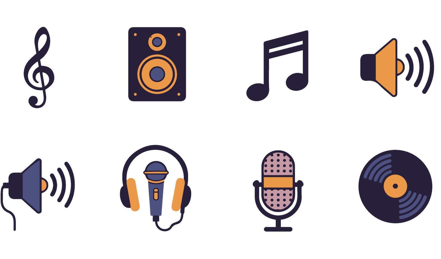Music Icon Set Illustration ideal for retro and contemporary music graphic applications vector
