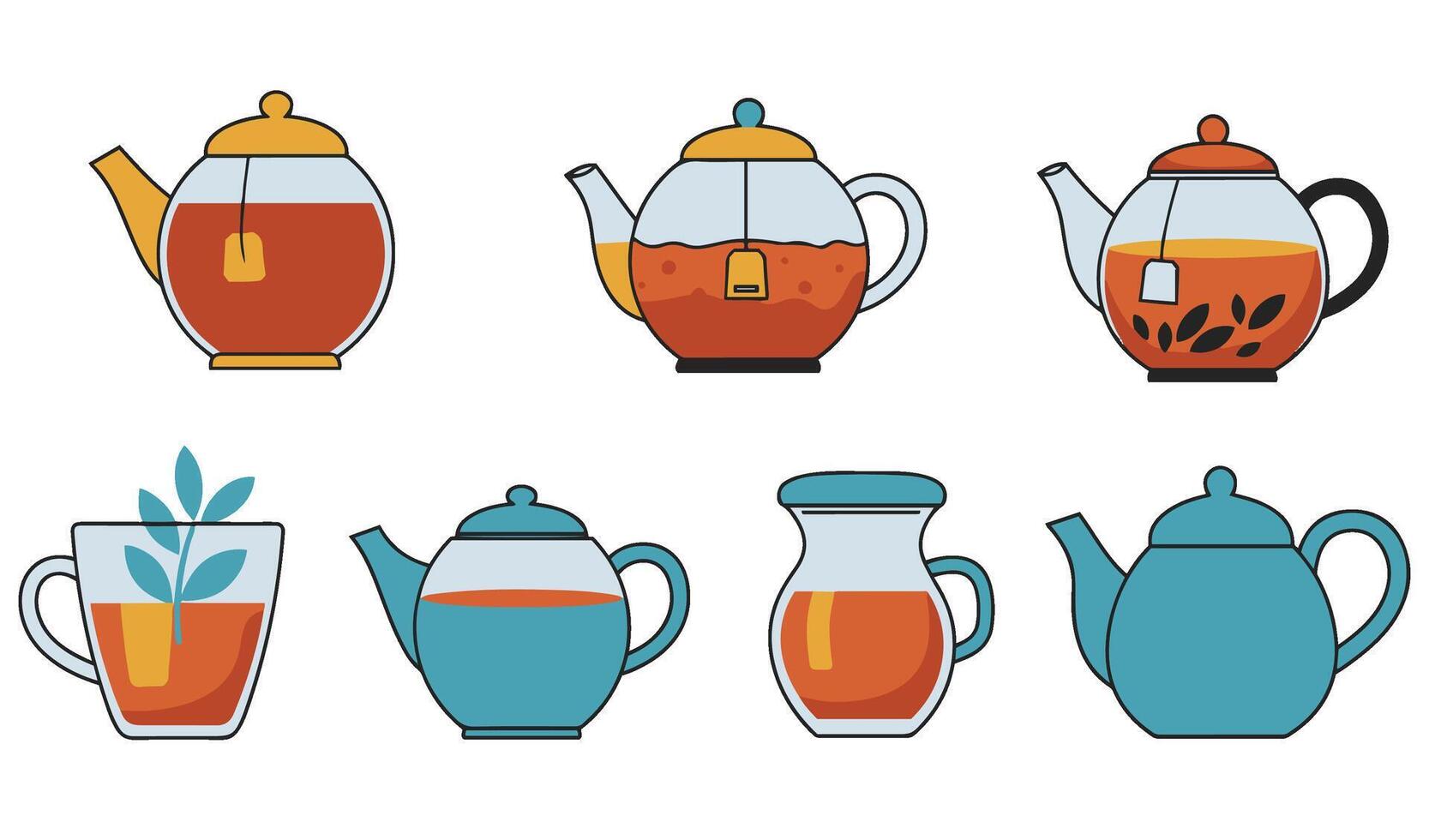 Charming Tea Tea Cup Set Illustrations A Warm and Stylish Collection of Teaware for Creatives vector