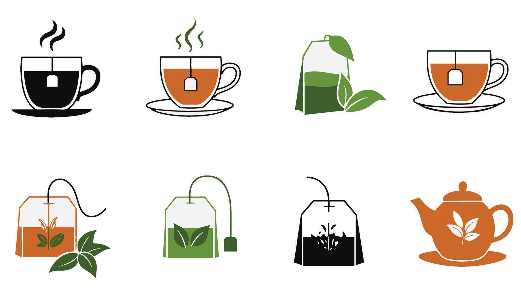 Charming Tea Tea Cup Set Illustrations A Playful Blend of Accessories for Culinary Art Projects vector