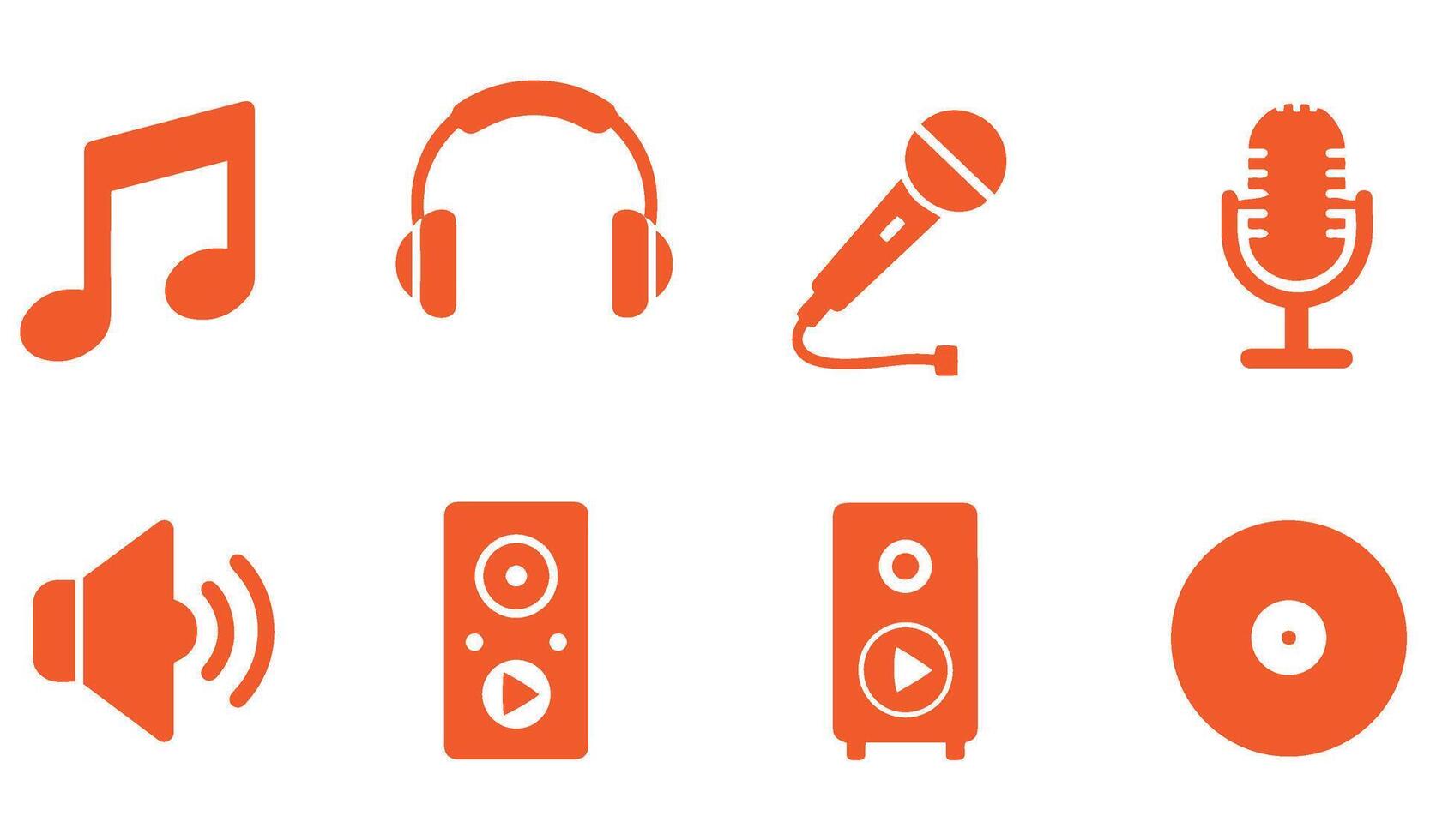 Music Icon Set Illustration including colorful drums and stylish audio visualizer symbols vector