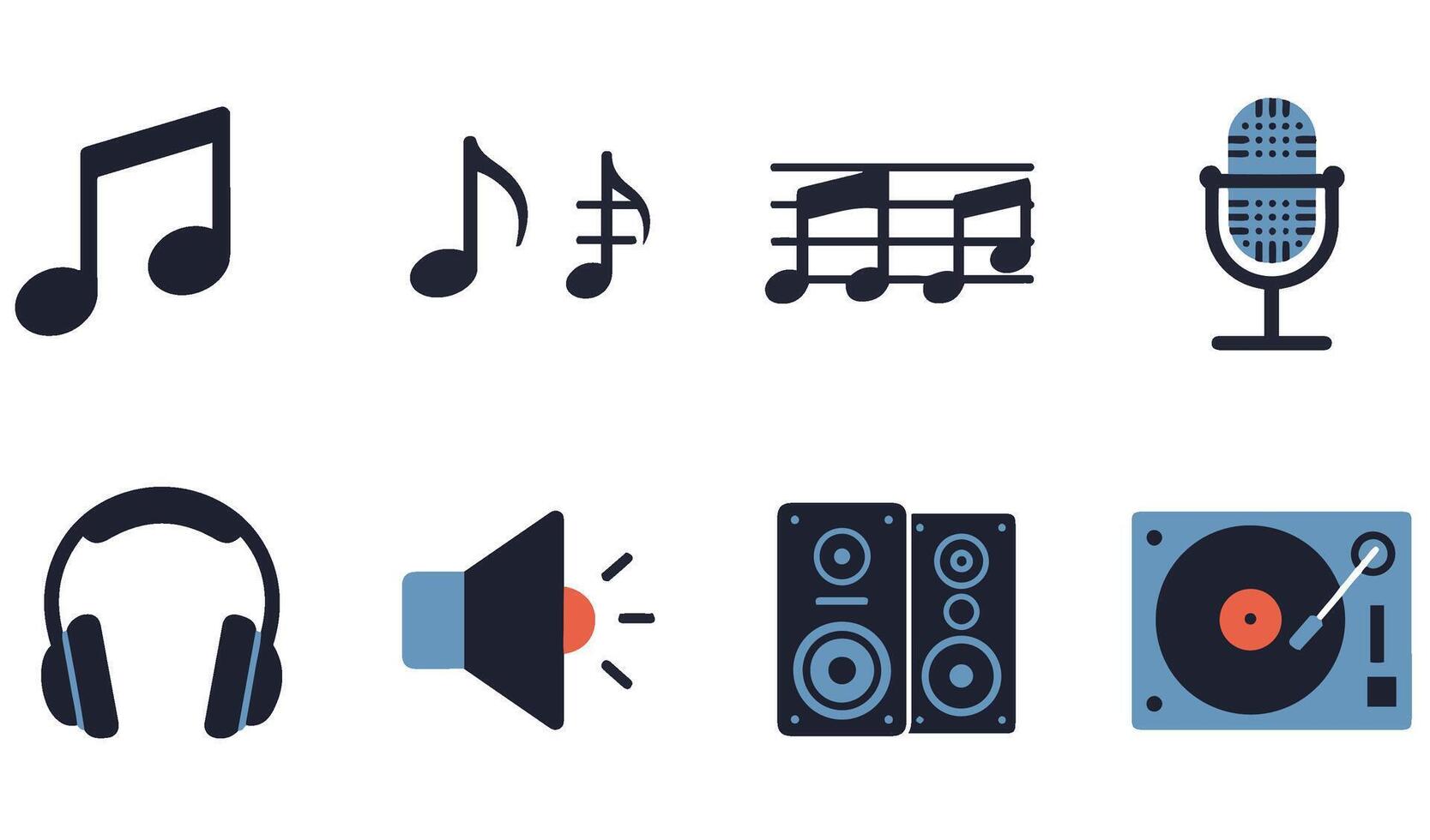 Music Icon Set Illustration perfect for creating modern music-themed graphic designs vector