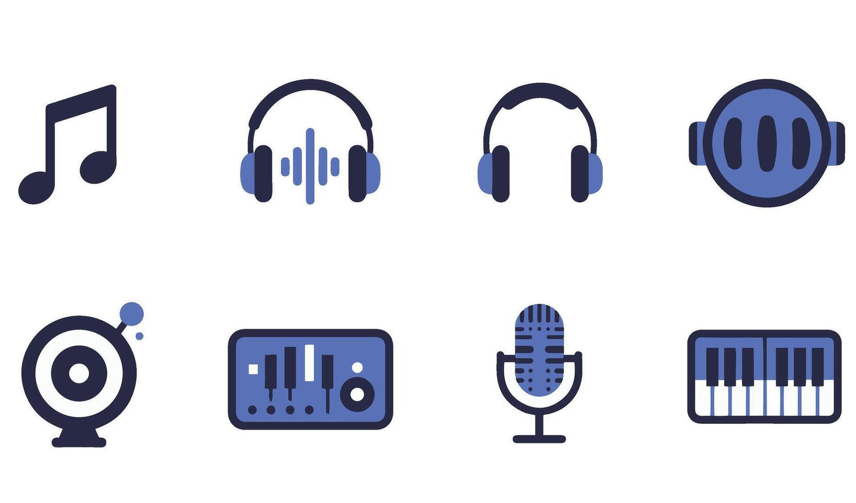 Music Icon Set Illustration capturing vibrant drum kits and audio equalizer icons vector