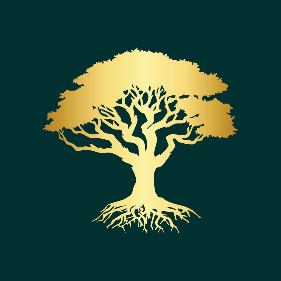 Gold Tree Silhouette Illustration vector