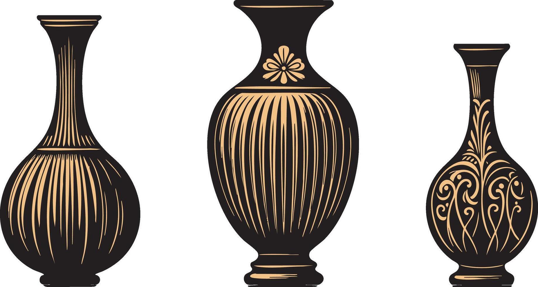 Collection of Vase Silhouette Designs vector