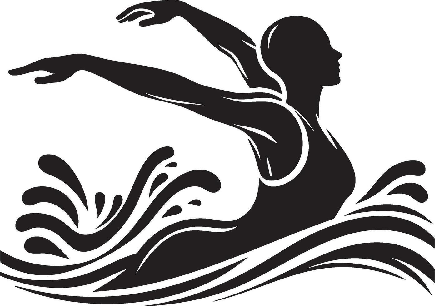Swimmer in Action Silhouette vector