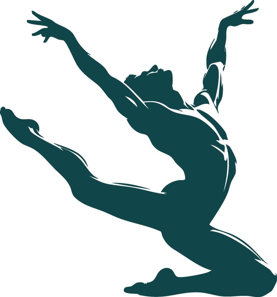Dynamic Gymnast Silhouette Pose vector