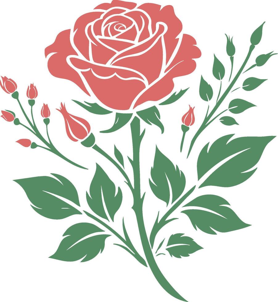 Decorative Rose Silhouette Outline vector