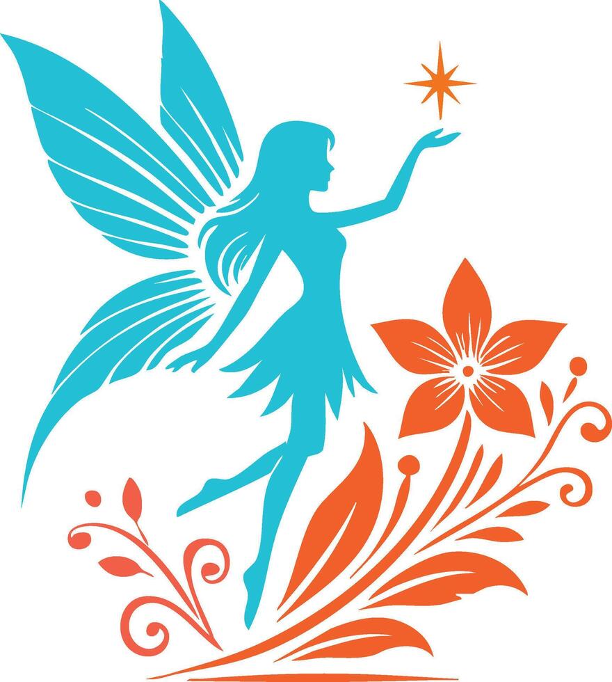 Mystical Fairy Silhouette Art vector