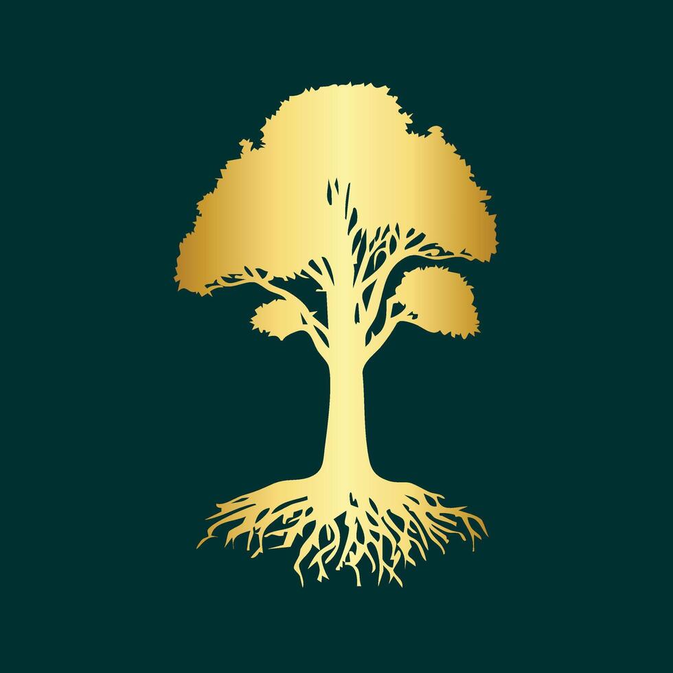 Golden Tree Silhouette Design vector