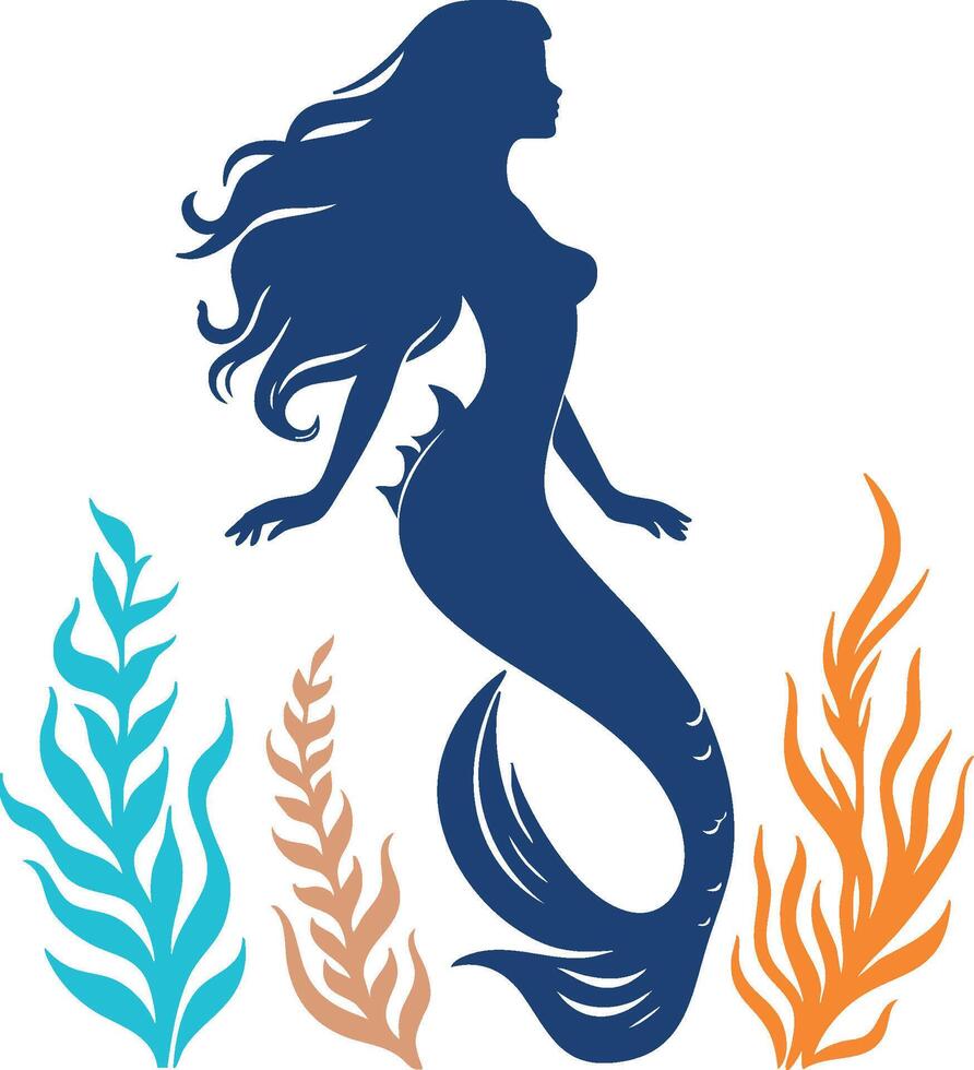 Elegant Mermaid Silhouette Art vector