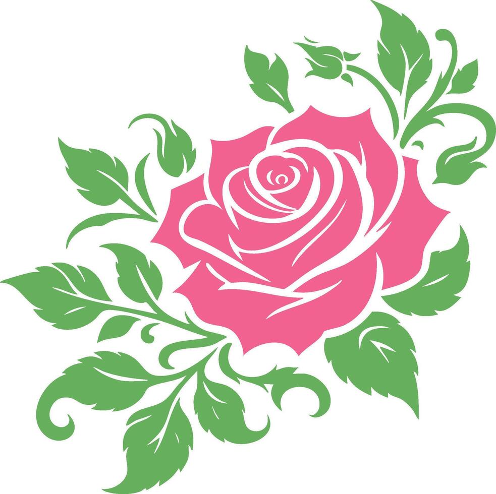 Floral Rose Silhouette Clipart vector