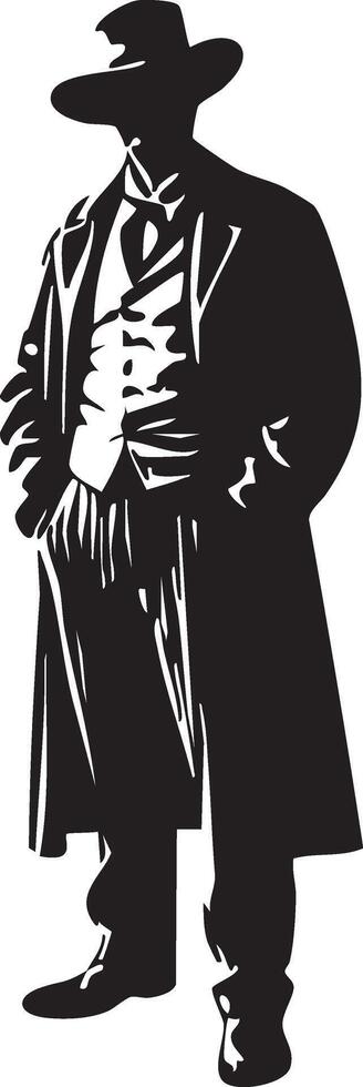 Silhouette of a Cowboy on White Background vector