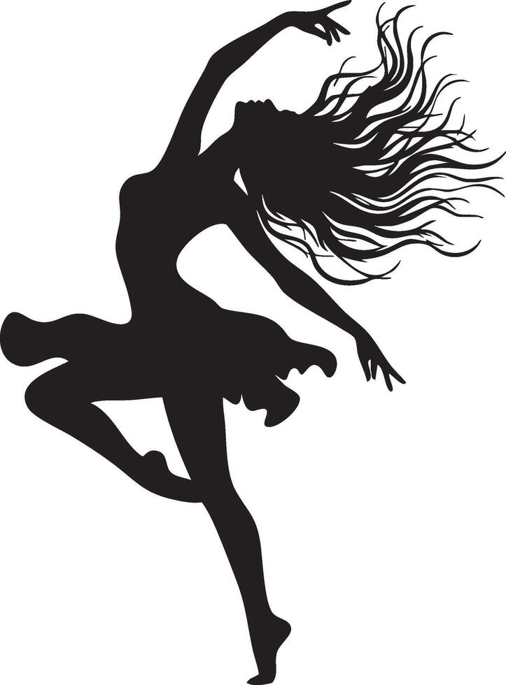 Dynamic Girl Dancing Silhouette Art vector