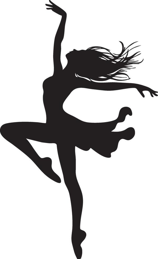Female Dancer Silhouette on White Background vector