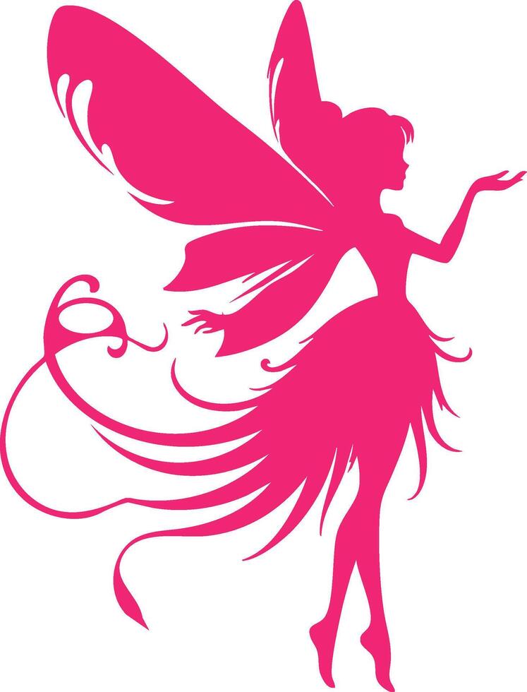Enchanting Fairy Silhouette Drawing vector
