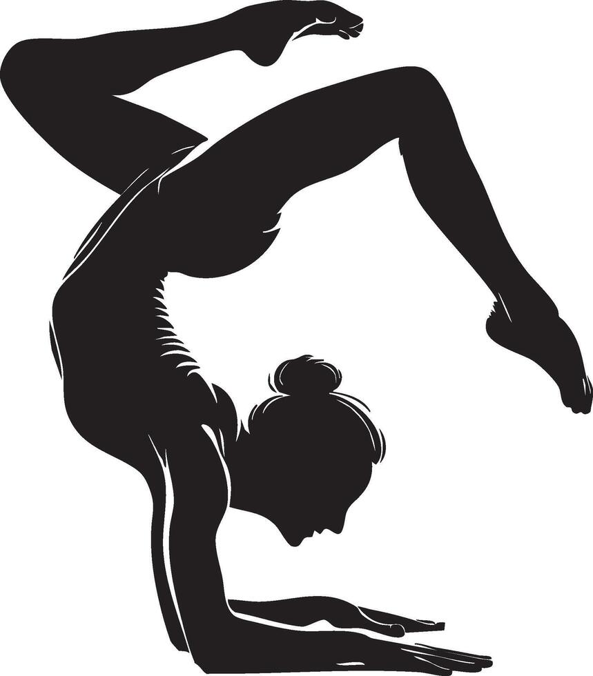 Artistic Gymnast Performing Silhouette vector