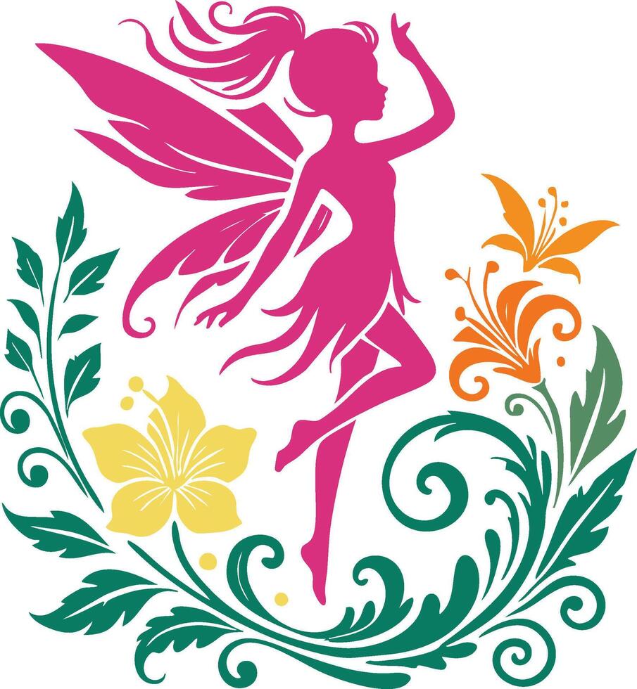 Flying Fairy Silhouette Image vector