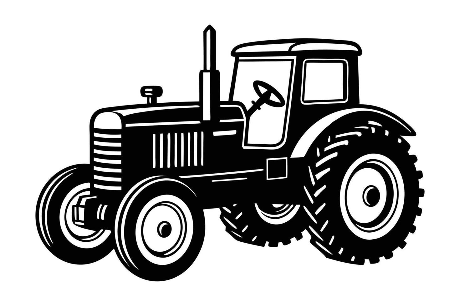Vintage tractor silhouette art illustration.eps vector