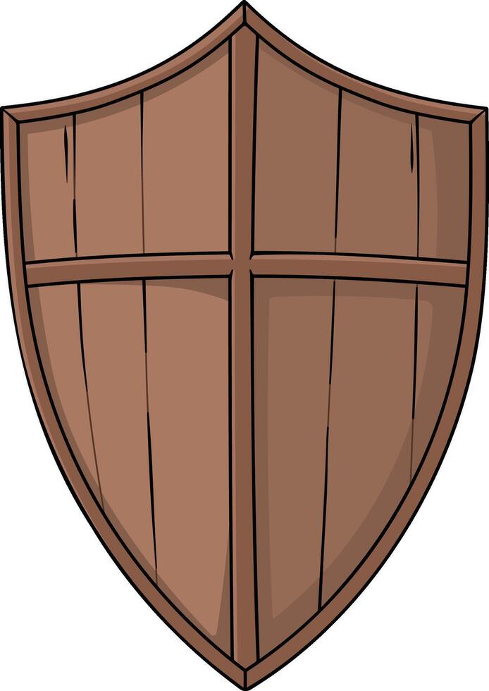 brown wooden protective shield without background vector