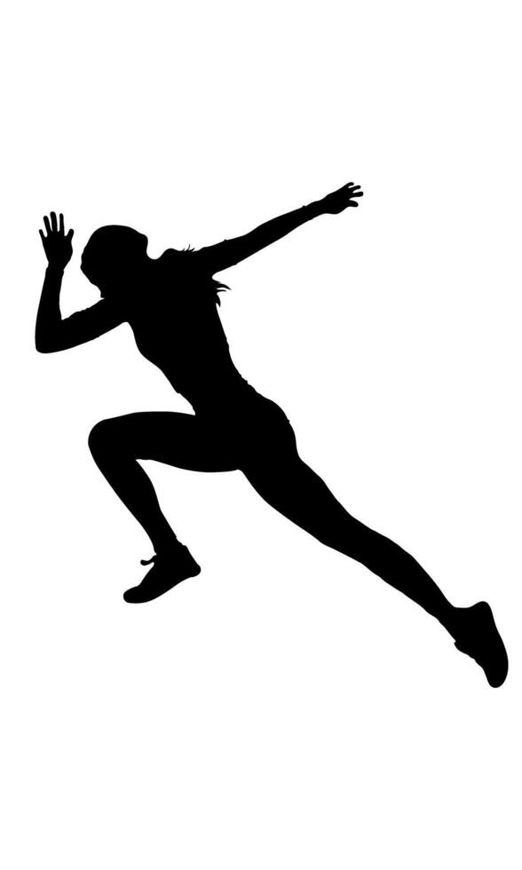 Silhouette of female athlete doing full sprint. Sports, fitness and active lifestyle image vector