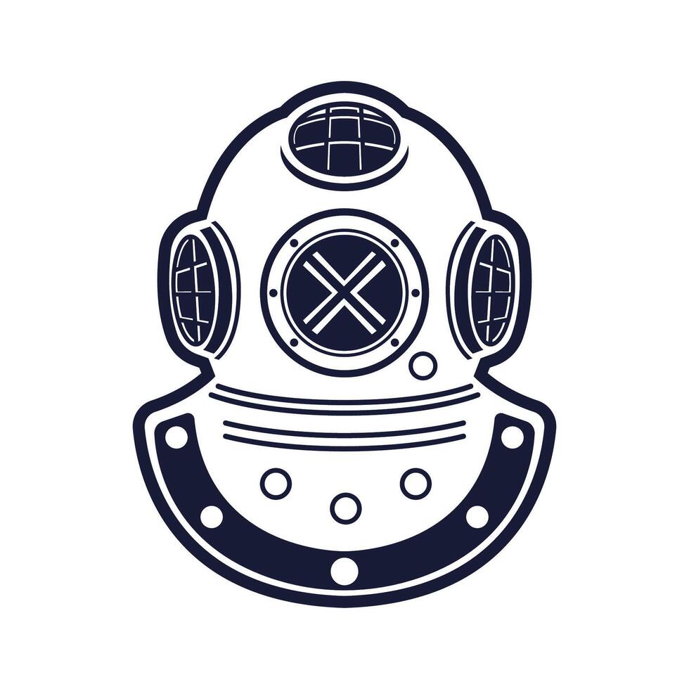 old diving helmet in vintage monochrome style isolated illustration vector