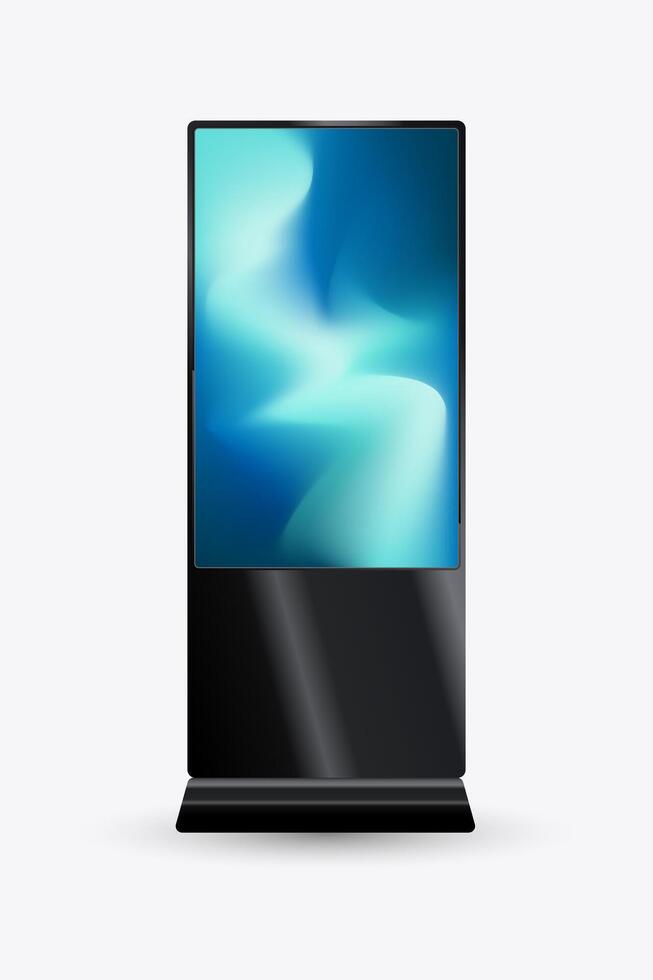 A mock up of modern LED TV Screen with gradient blue screen. and Vertical Led Display for technology LED Screen Mockup in 3Ds. editable LED , illustration vector