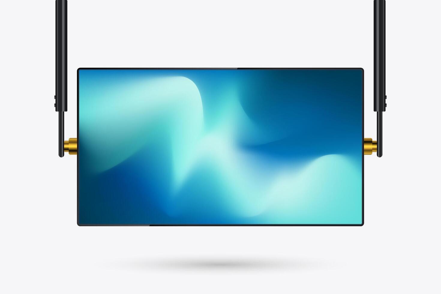 The Hanging LED Screen Mockup with gradient blue screen. A hanging technology LED Screen Mockup in 3Ds. editable LED Illuminated TV lightbox vector