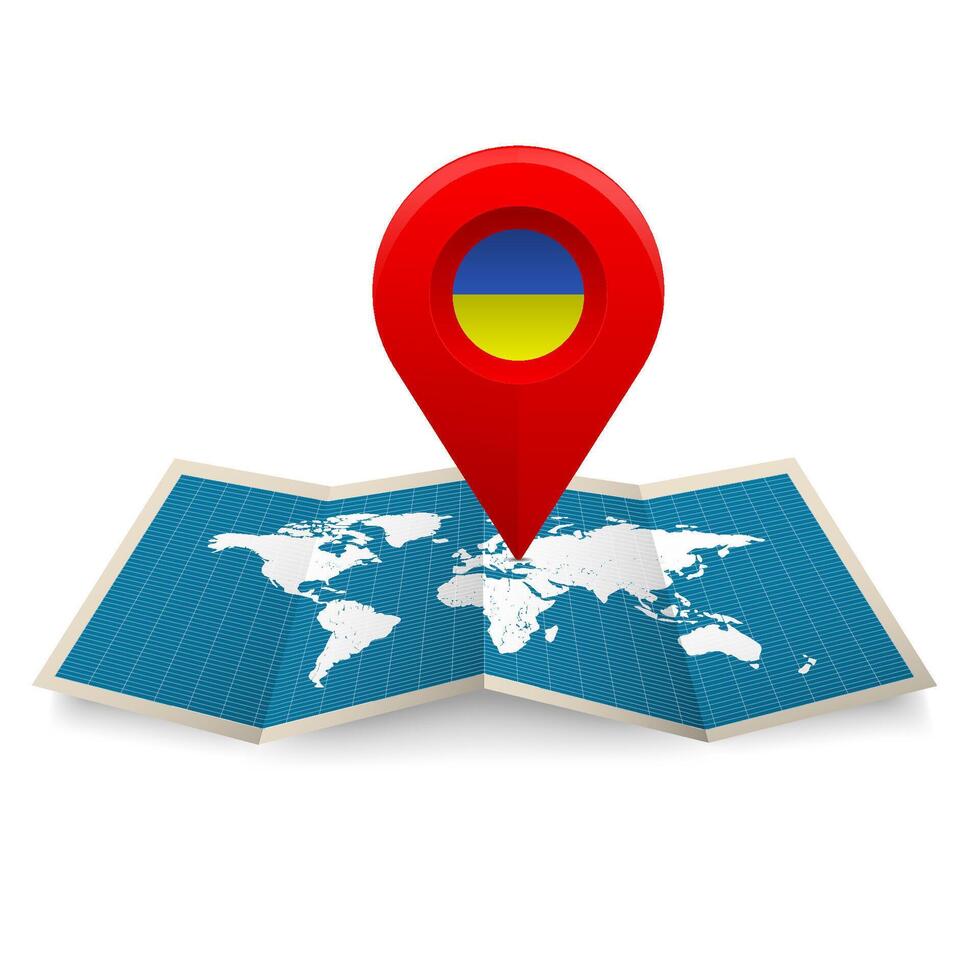 World map with geolocation icon of Ukraine. Ukraine on the world map vector