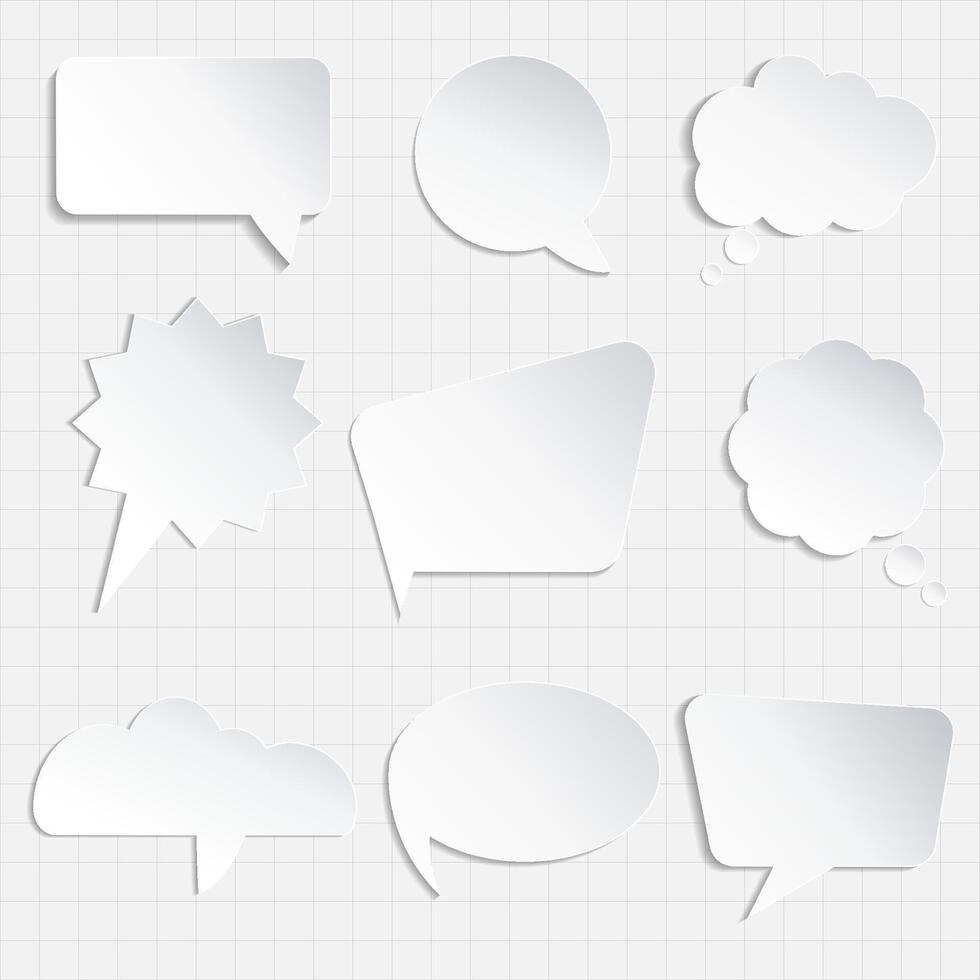 Set of paper speech bubbles vector