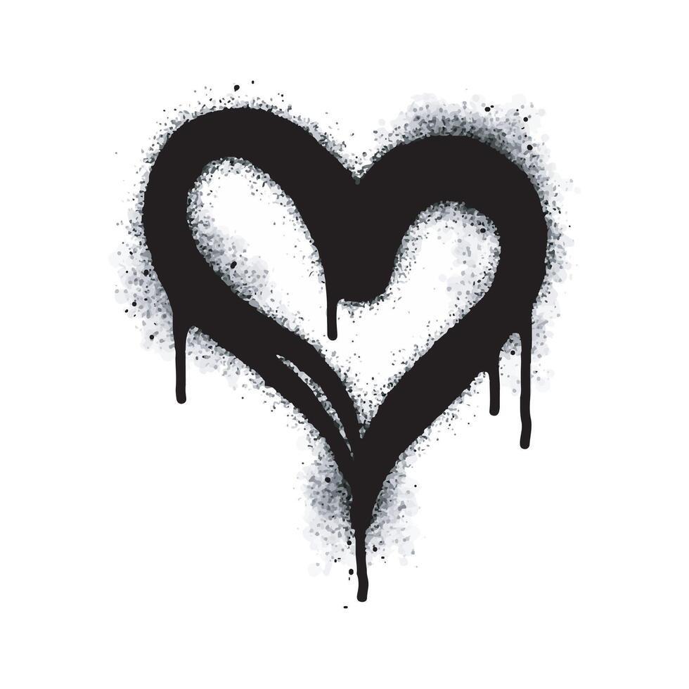 Spray painted graffiti heart icon Sprayed word isolated on white background. Love icon with graffiti font with black spray on white vector