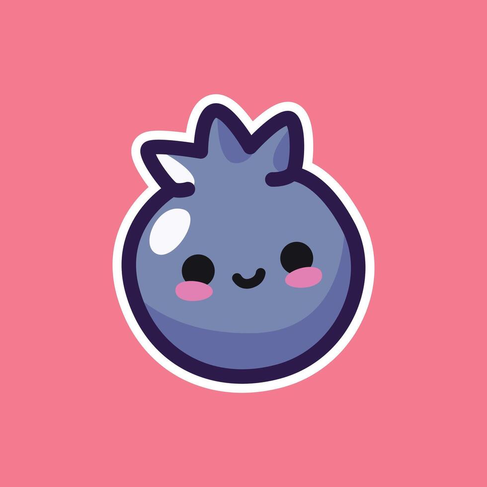 A delightful illustration of a smiling blueberry on a pink background. Perfect for use in children's books, educational content, and healthy eating promotions. vector