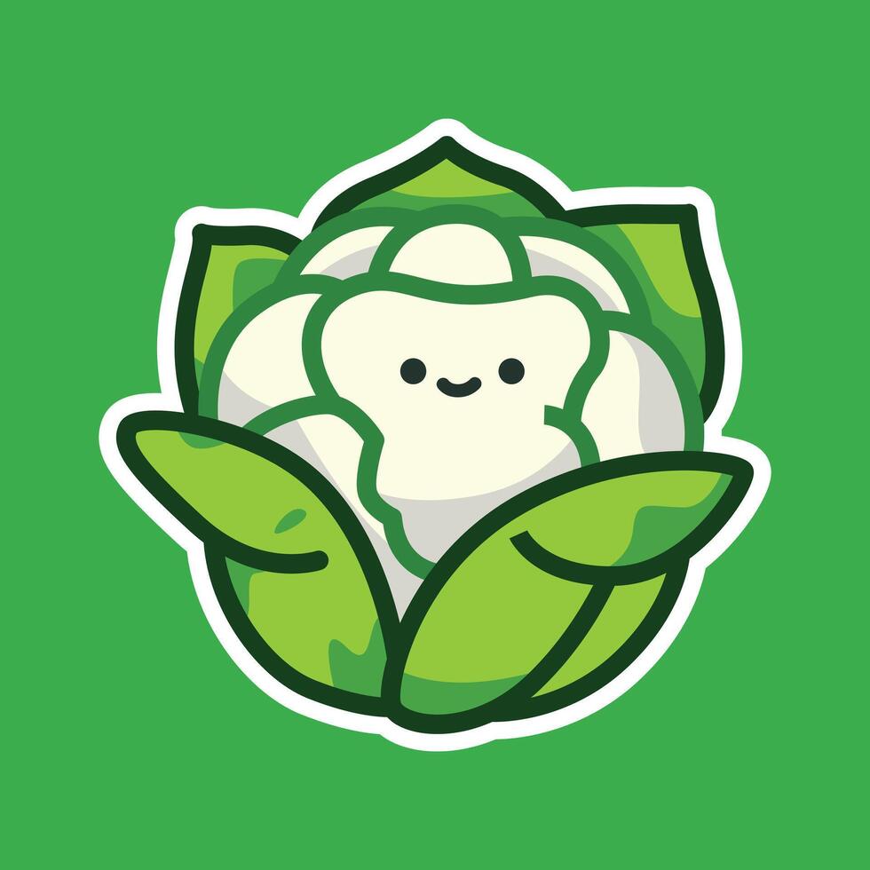 Adorable Cabbage Illustration with Smiling Face for Food Projects. Hand drawn Isolated Illustration vector