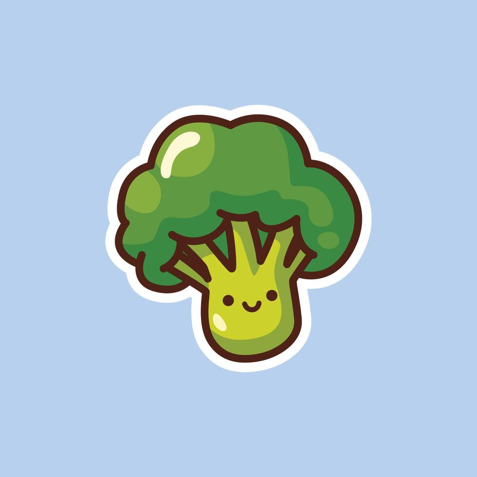 Cheerful broccoli illustration in vibrant colors, perfect for vegetarian themes, food illustrations, or healthy lifestyle designs. vector