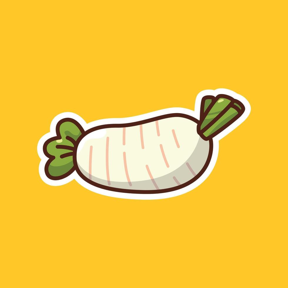 Adorable Cartoon White Radish Illustration for Healthy Food and Farming Art vector
