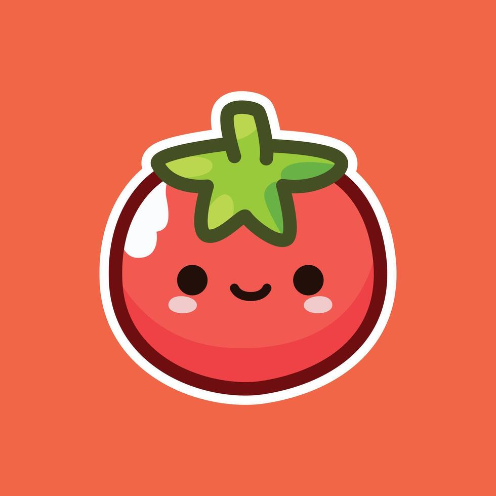 Happy Tomato Illustration with a Cute Smiling Expression. Hand Drawn Isolated Illustration vector