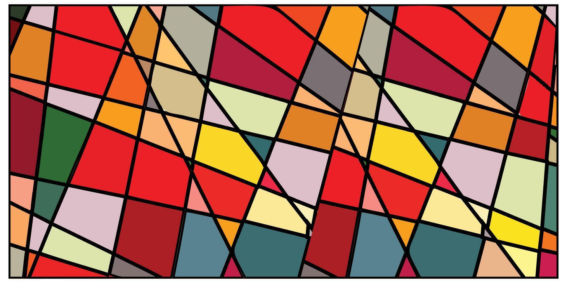 Abstract colorful geometric pattern with overlapping shapes in red, yellow, and gray tones. vector