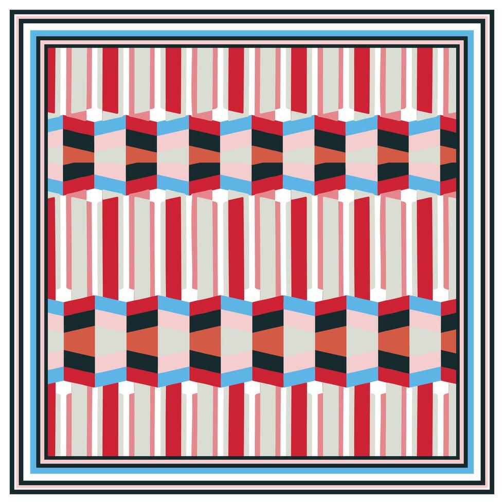 A striking design showcasing bold stripes in red, blue, and black, creating a dynamic visual effect. vector