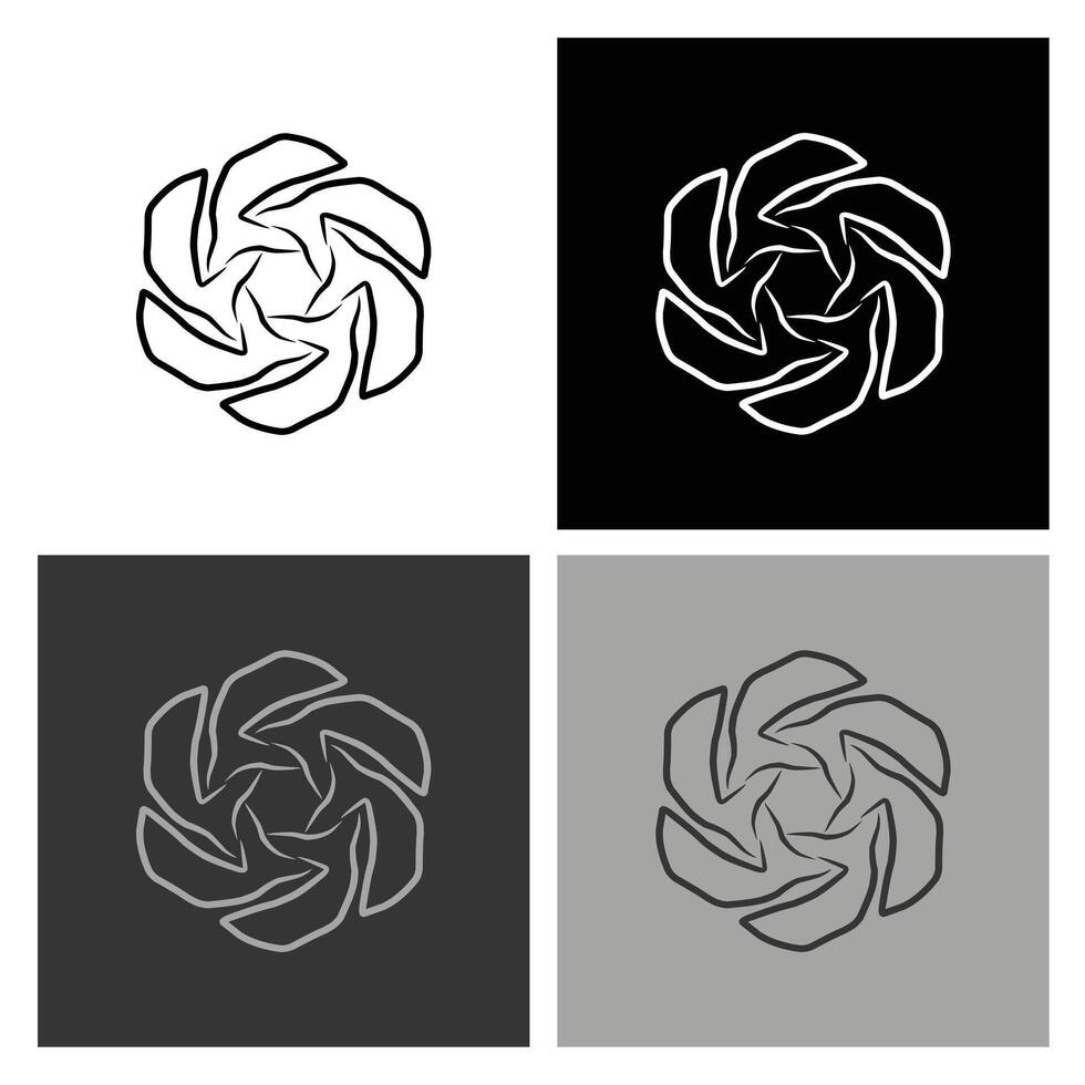 Geometric Black and White Radial Icon. Monochrome Aesthetic for Professional Logo Development and Web-Based Branding vector