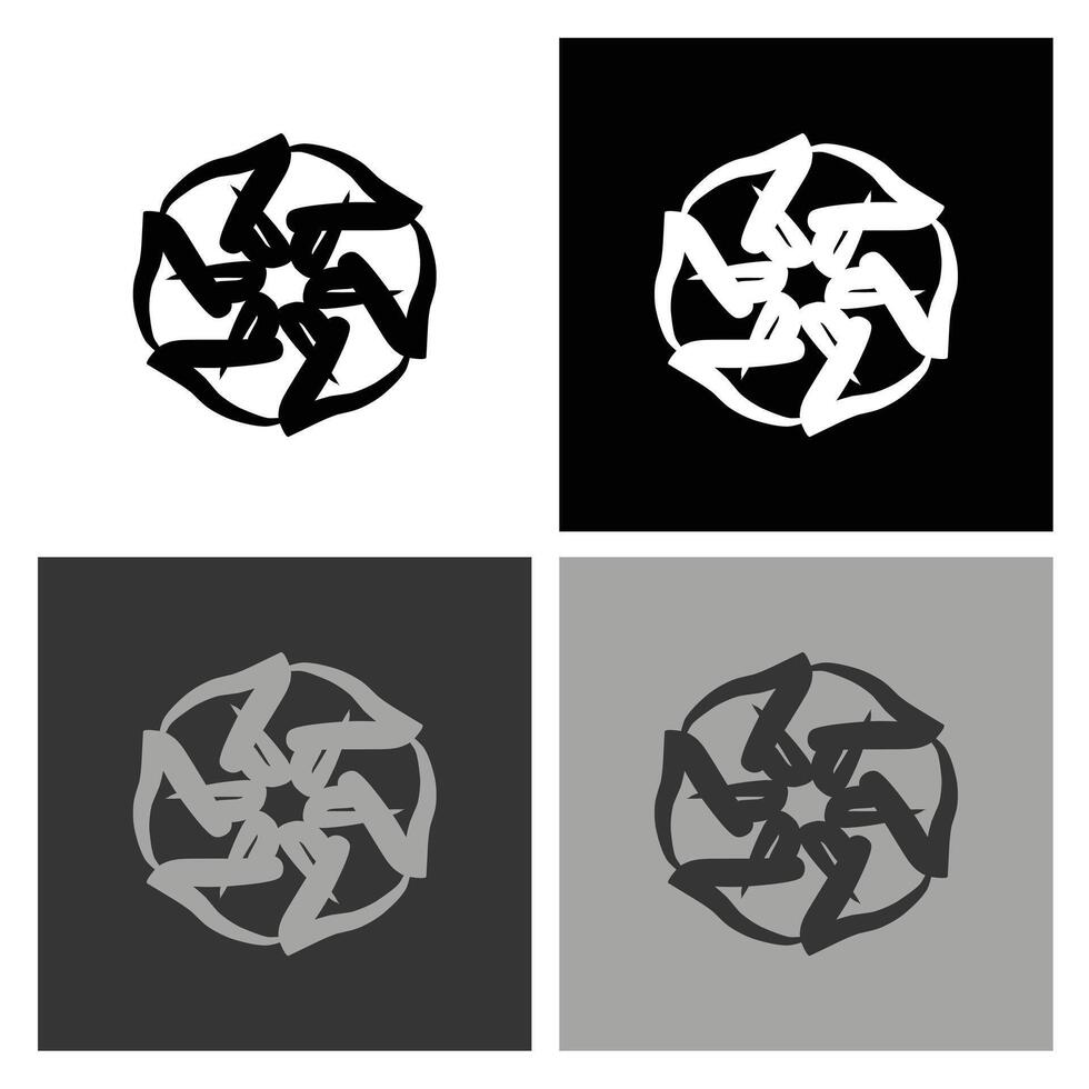Abstract Black and White Radial Icon. A Clean and Minimalistic Solution for Logos, Websites, and Graphic Design Projects vector