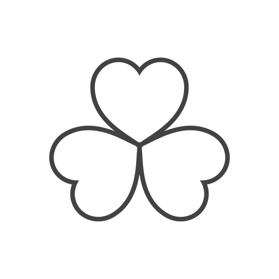 line icon three love heart shamrock icon isolated on white background vector