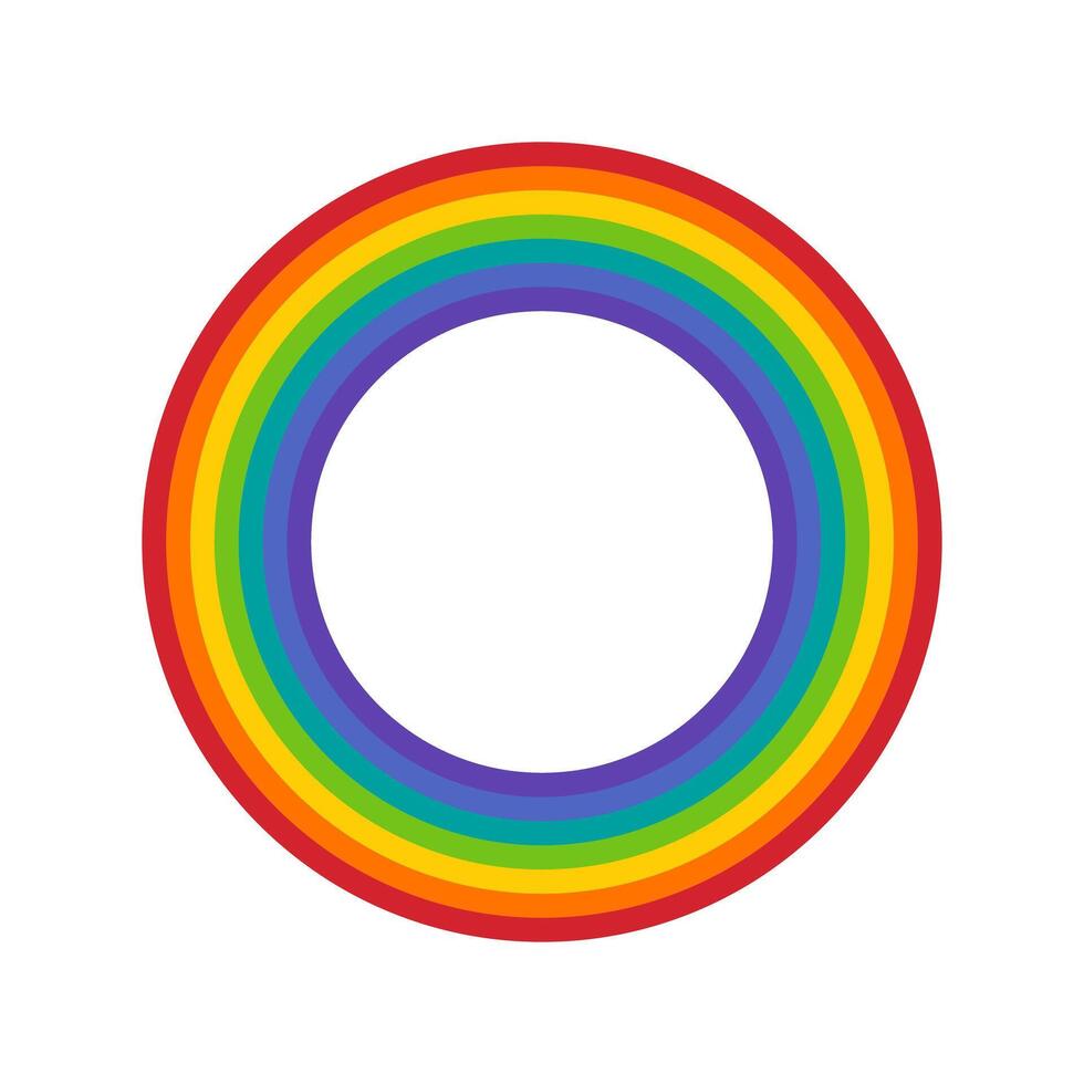 circle rainbow icon flat illustration on white background vector