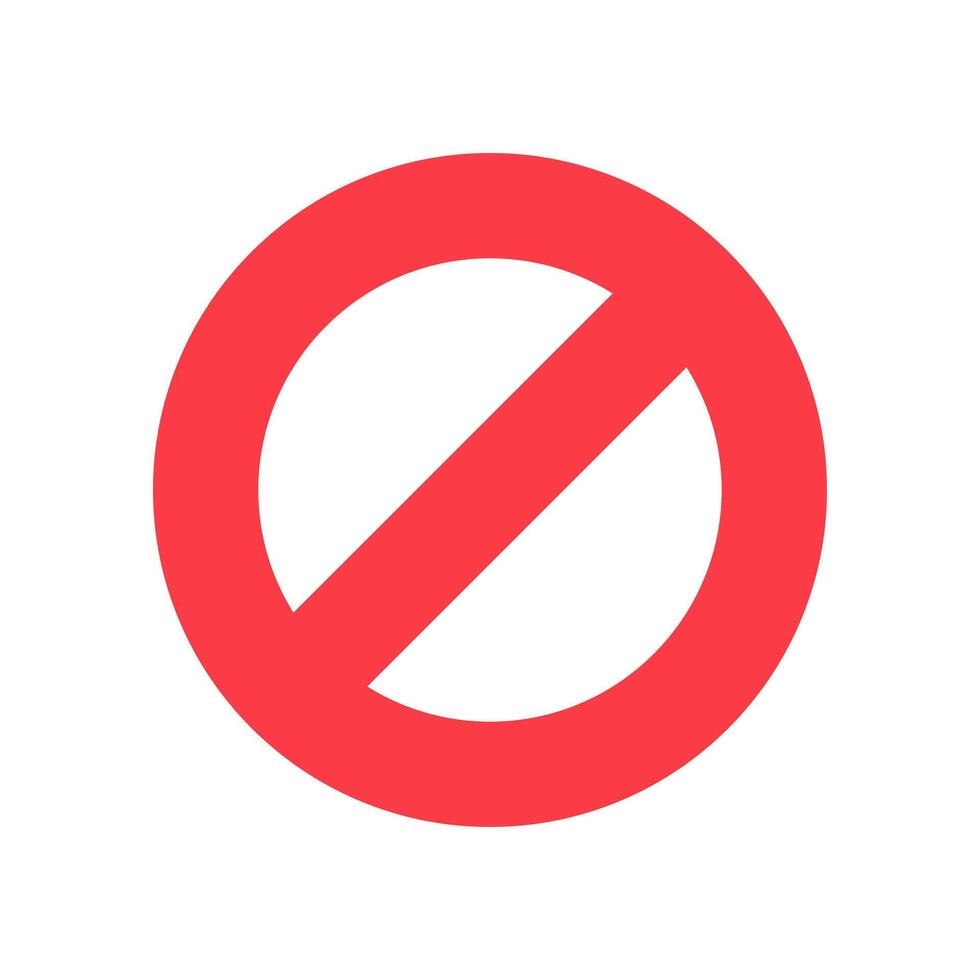 red ban prohibition icon symbol isolated on white background vector