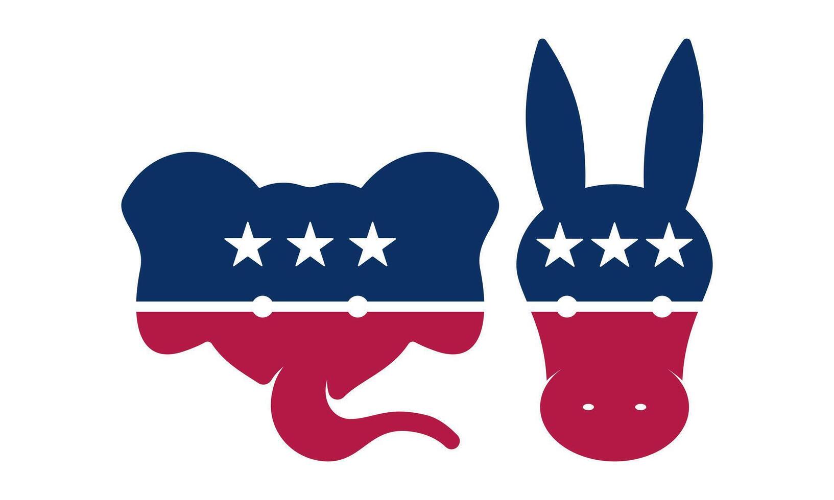 illustration of the Republican elephant and Democratic donkey the iconic symbols of the two major political parties in the United States vector