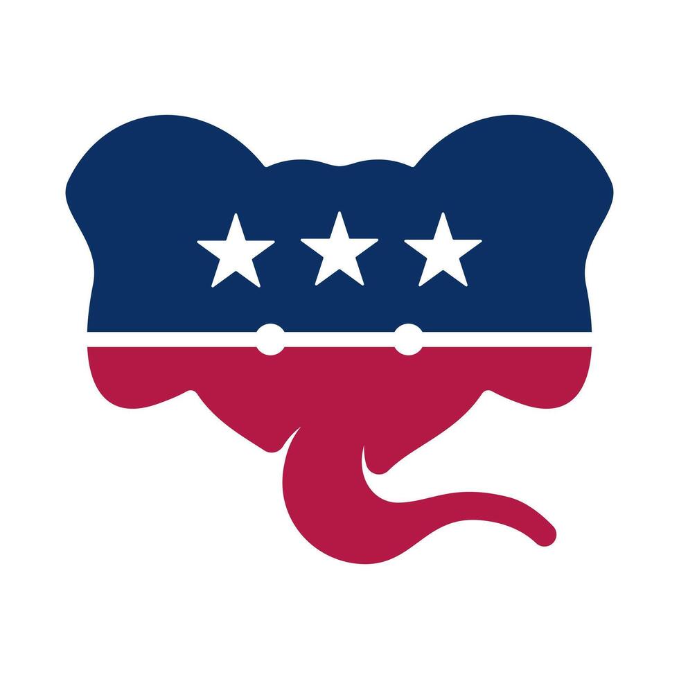 A patriotic-themed illustration with a blue and red color palette, depicting the Republican party animal vector