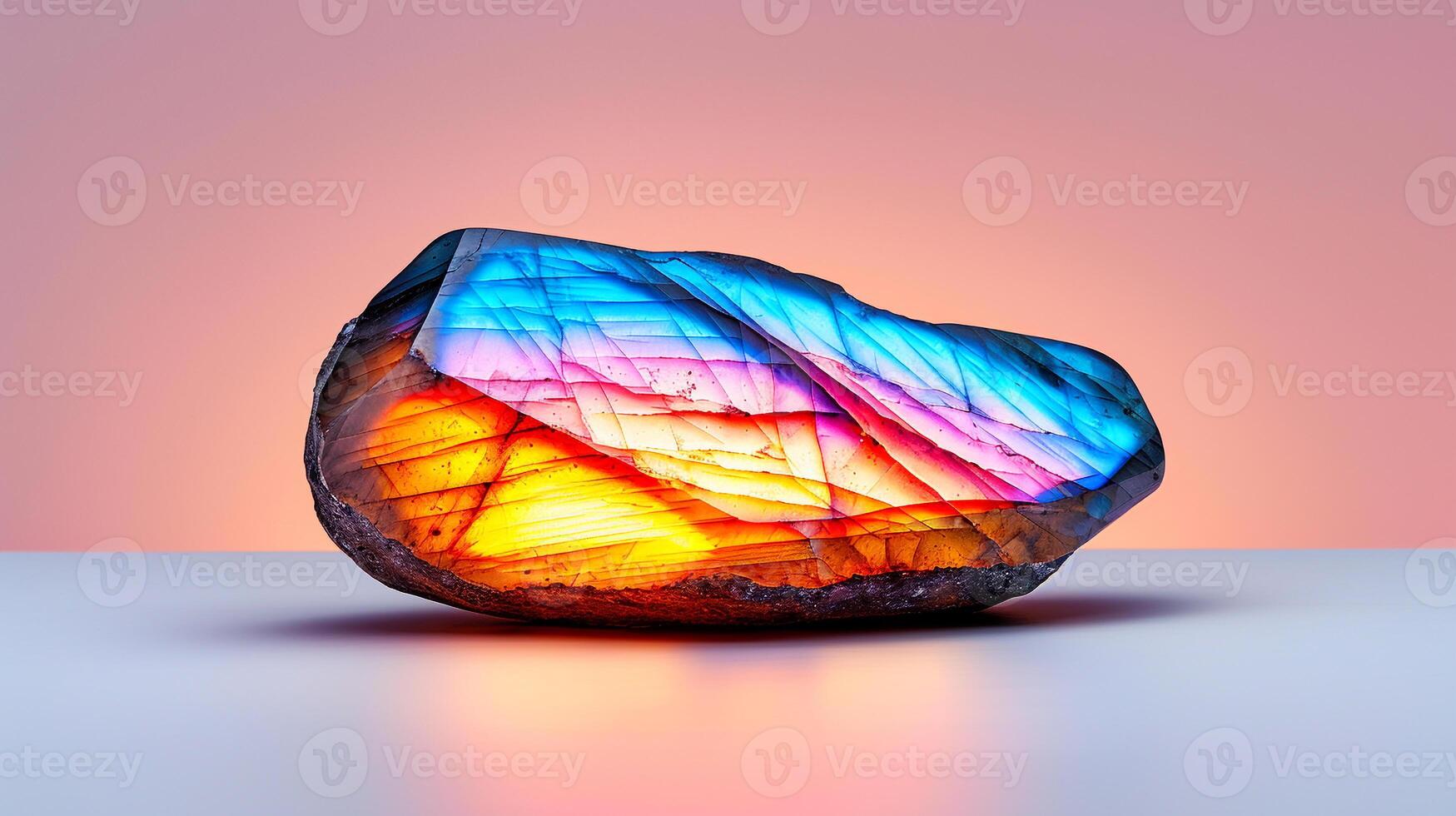 Close-Up of a Polished Labradorite Stone with Unique Patterns photo