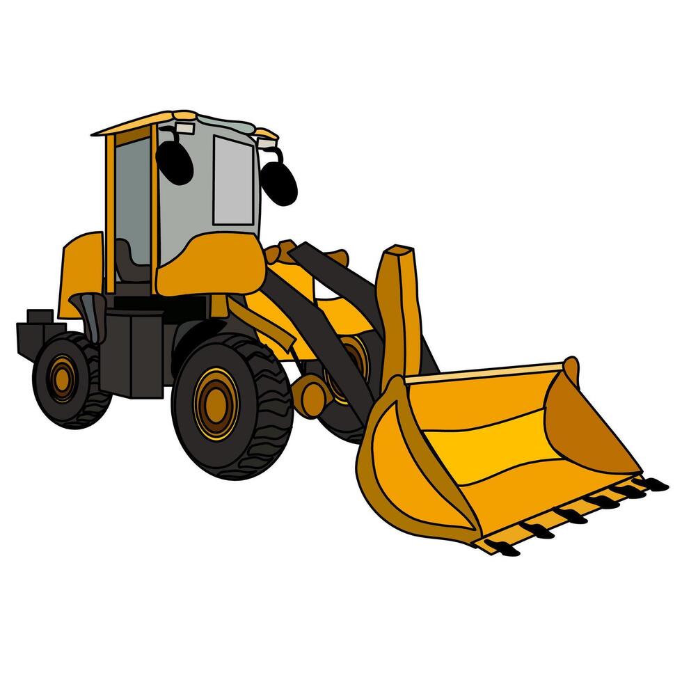 construction loader illustration. heavy equipment for dredging sand or soil. for book covers or learning posters vector